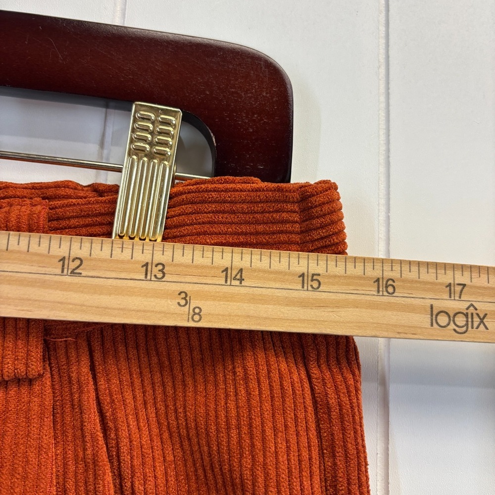 Unbranded Womens Academia Preppy High Rise Corduroy Trousers Size M Orange Chic - Picture 3 of 9